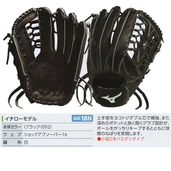 ミズノ　軟式グローブ　イチローモデル　外野手用　プラチナラベル　右投げ　一般軟式 ミズノプロ 軟式外野用 オーダー イチローモデル プラチナロゴ 【公式