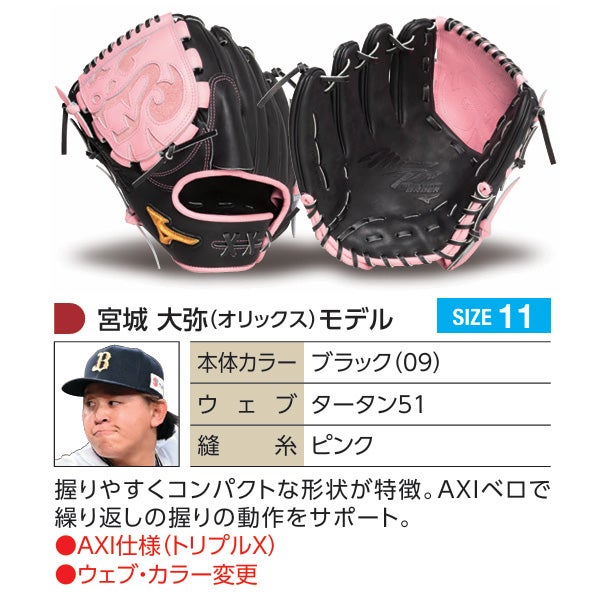 軟式オーダーグラブ ミズノ ミズノプロ 宮城大弥モデル 投手用 z-mp-np